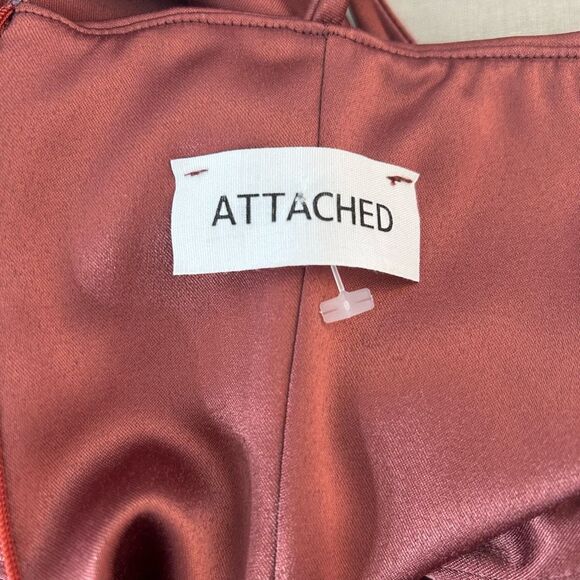 Attached brown satin mini Dress with pockets size XS - Picture 8 of 10